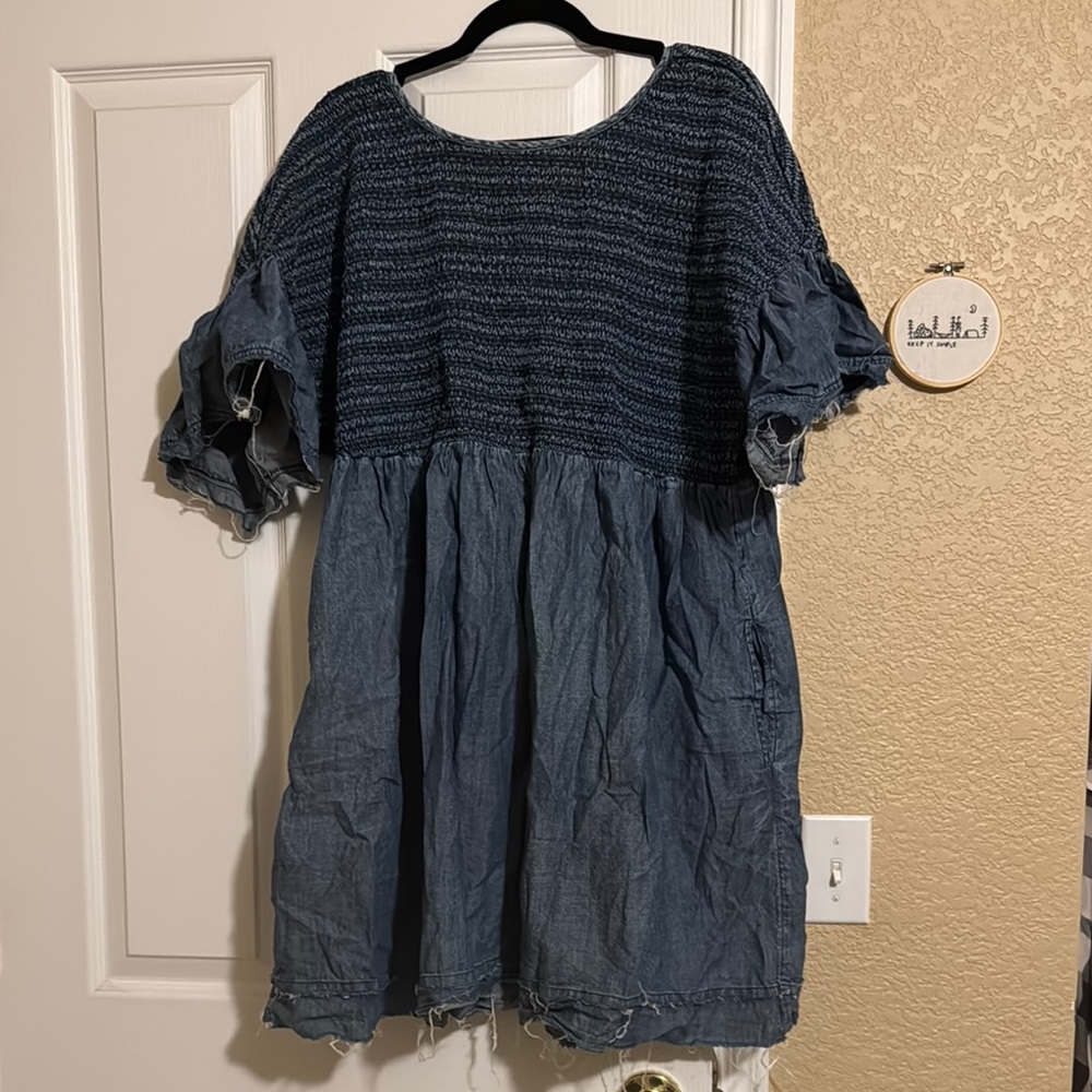 Anthropologie Blue Denim Tunic Dress